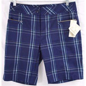 NWT Women's EP PRO Blue Gold Plaid Golf Shorts 10